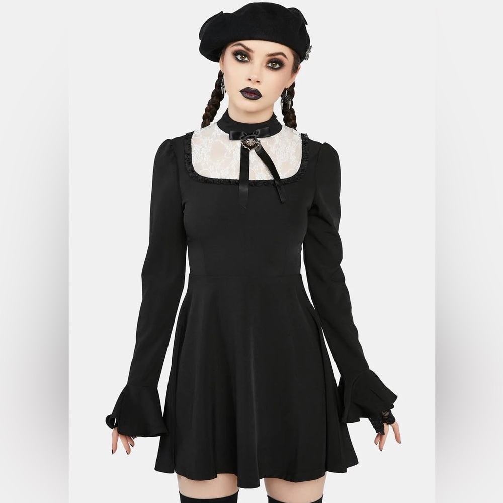 NWT The Grave Girls “Escape the Attic” mini dress, long sleeve by Dolls Kill - Picture 5 of 15